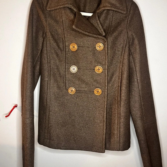 Marc Jacobs Brown Pea Coat with Double Breasted Design and Wide Lapel Collar - Picture 1 of 8